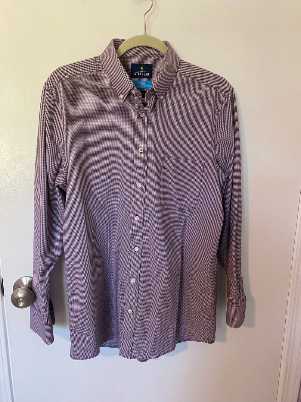 Stafford Burgundy Check Button-Down Slim Fit Shirt